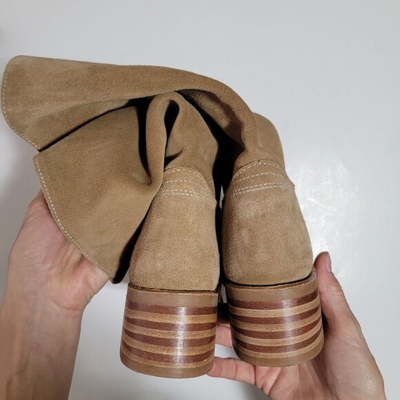 NEW Frye Campus 12R Boots Womens 8.5 Tan Buck Suede Western Barn Contemporary - Picture 5 of 11